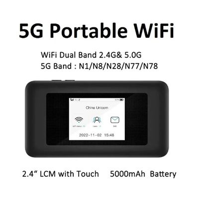 satın al 5000mAh 5G Dual-Band Pocket Router WiFi 6 Hotspot with SIM Slots 72H Streaming for Travel & Remote Work online manufacture